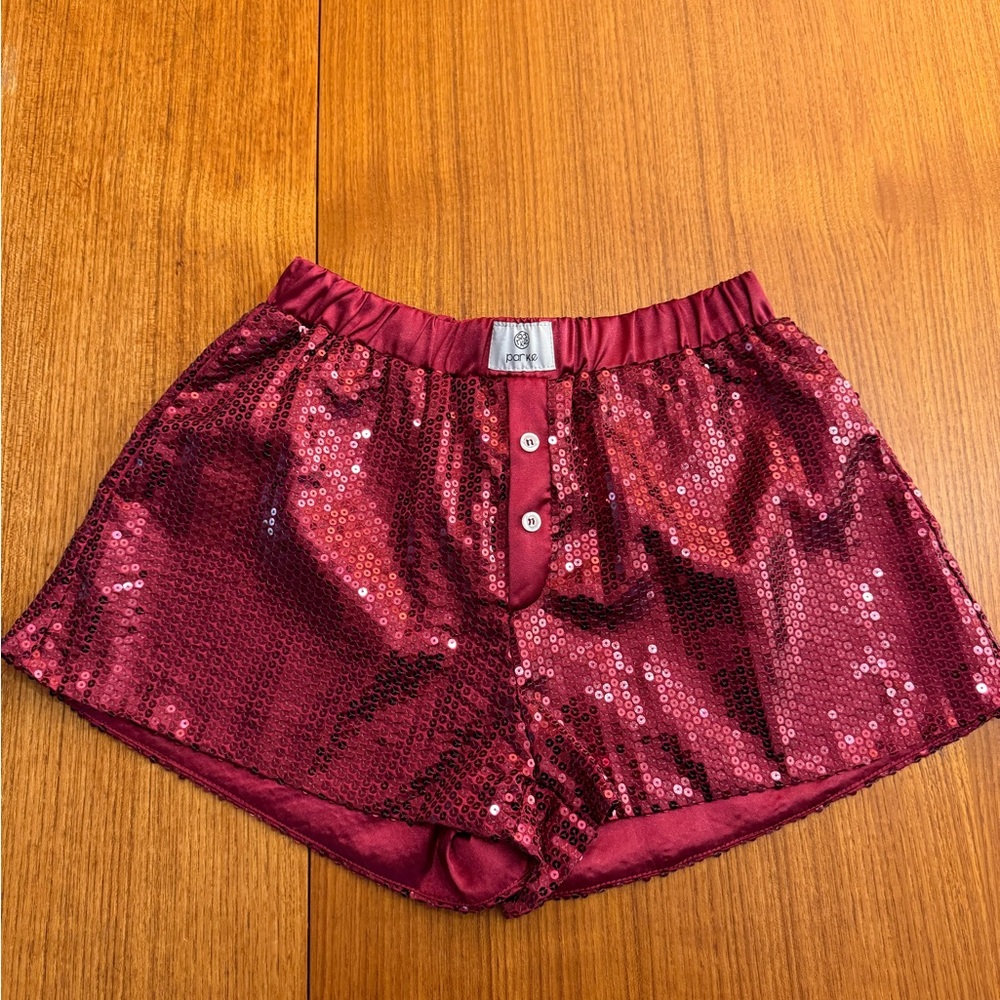 Red Athletic Shorts with Elastic Waistband